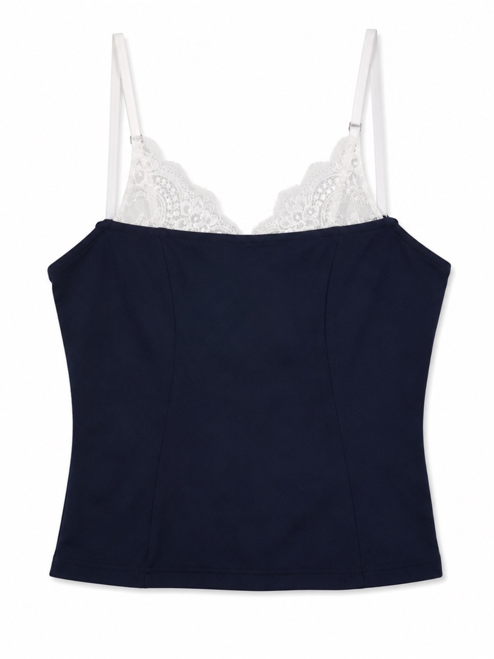 Zesica Navy Blue Lace Trim Cami Tank Top Size M NWT